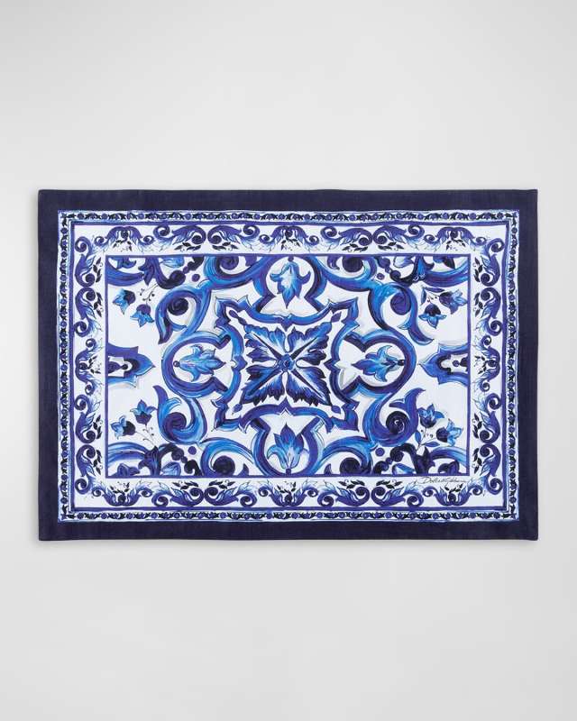 Blue Mediterraneo Linen Placemat and Napkin Set